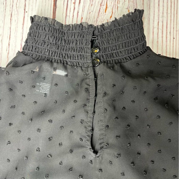 Black Polka Dot Sheer Blouse - Picture 7 of 9